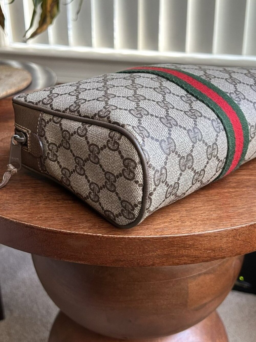 GUCCI GG Supreme Web Sherry Line Clutch, Pouch, Brown, Taupe - Picture 10 of 11